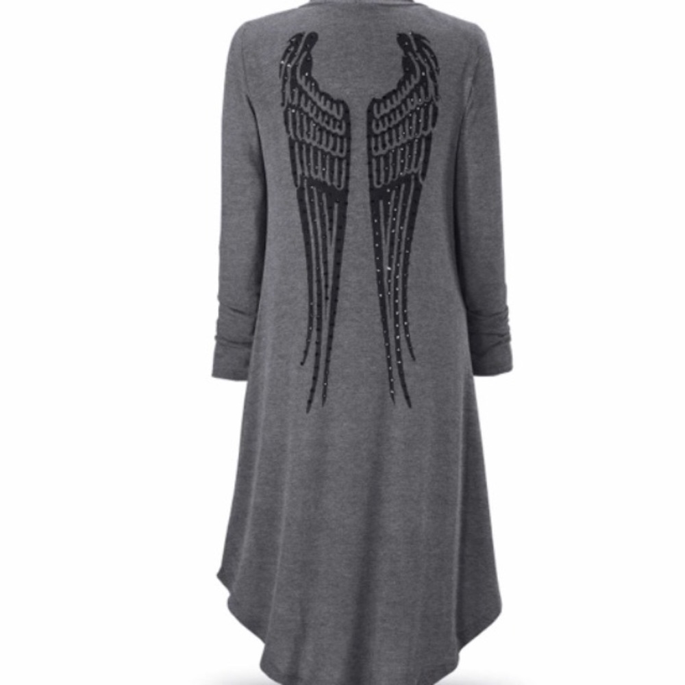 Gorgeous Gray Angel Wings Duster Sweater